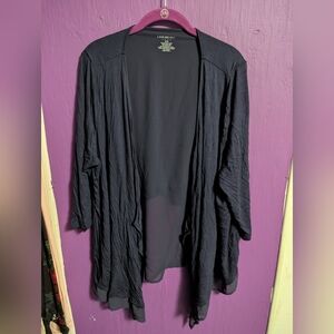 108. Lane Bryant Navy Mesh Detail 3/4 Sleeve Open Front Cardigan 18 20 2X